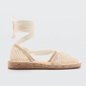Mango Ankle Wrap Mesh Espadrille Flats